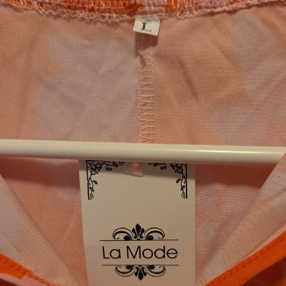 LaMode Orange & Lilac Floral Sleeveless Dress - Picture 2 of 3